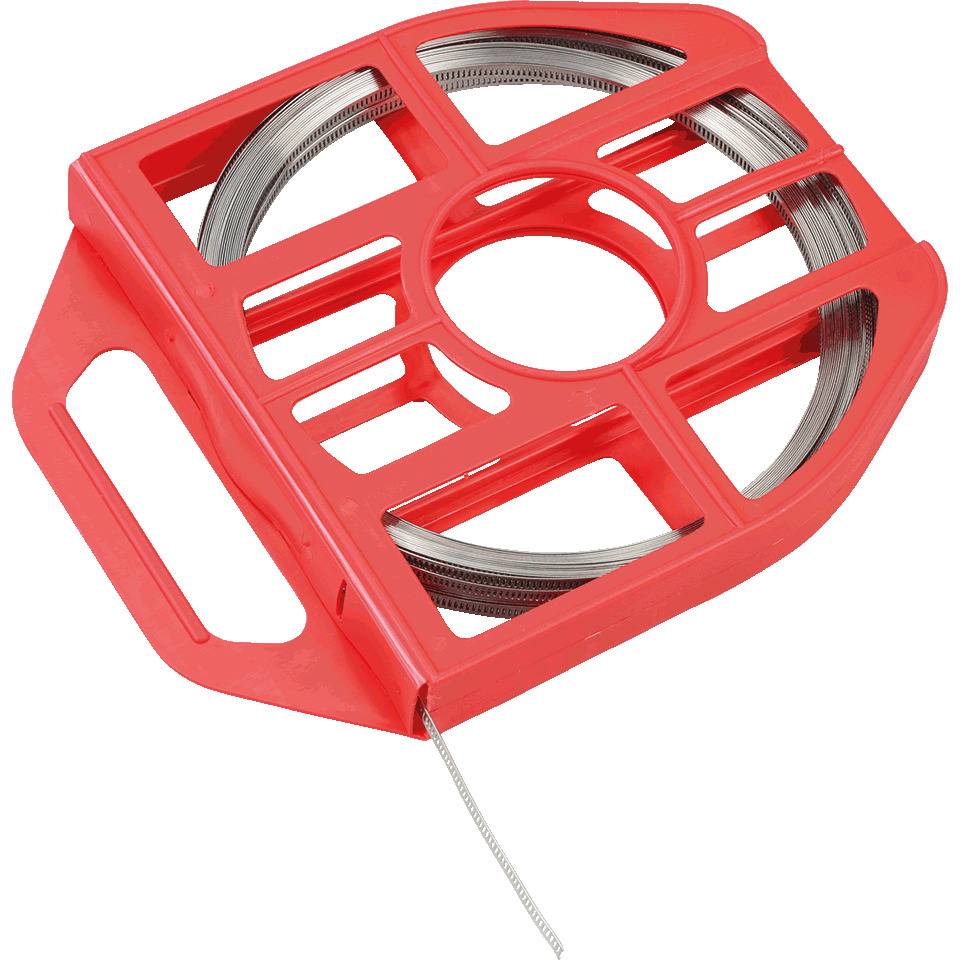 Befestigungsband, Edelstahl, 8mm, 25m/Rolle im Spenderkarton