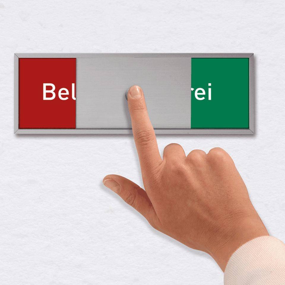 Anzeige Frei-Belegt, für Türschild Madrid, silber, Aluminium, 151x50,5mm