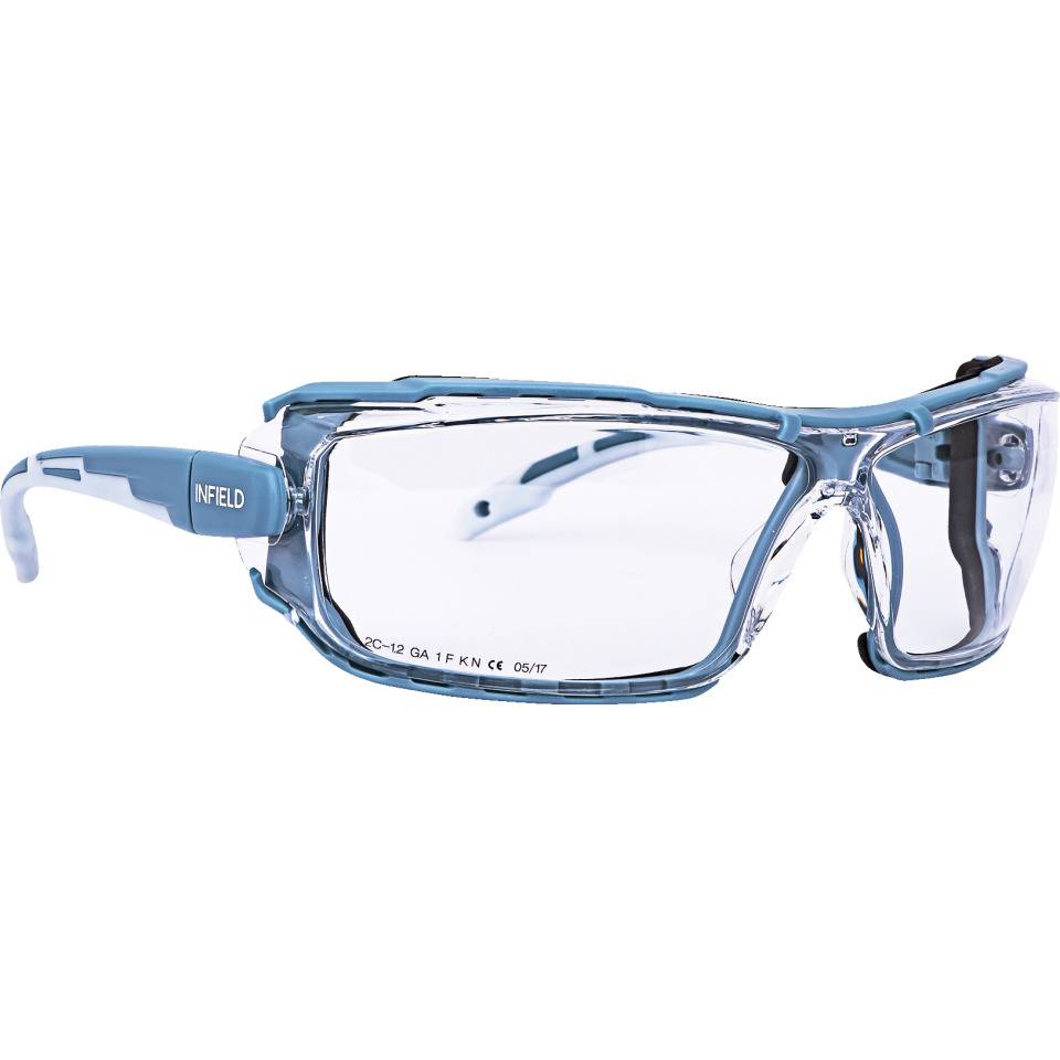 INFIELD Schutzbrille Milor, EN 166, blau/grau, farblose PC-Scheibe, 35g