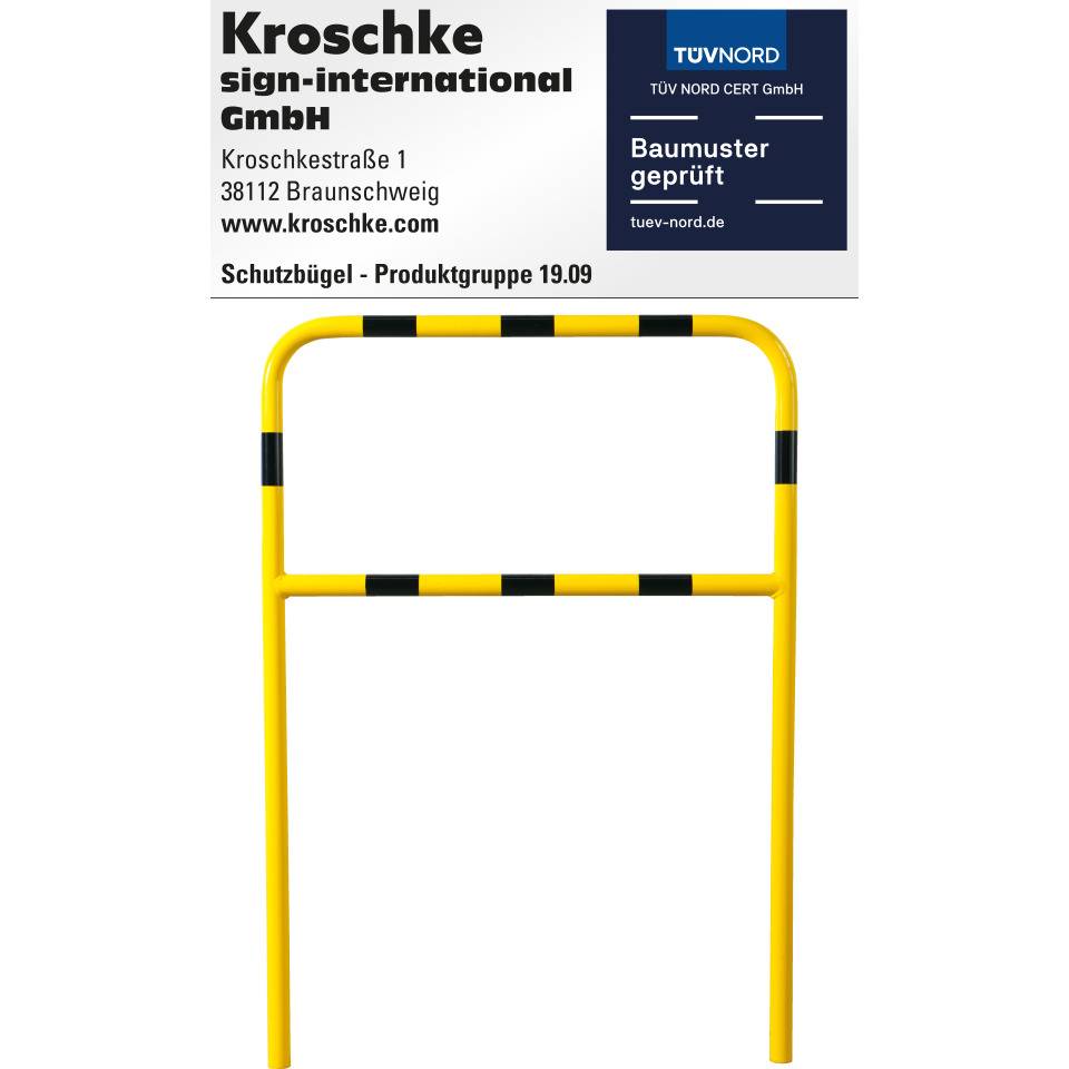 K.57 Schutzbügel light,Knieholm,Einbeton.,gelb/schwarz,Stahl,Ø42mm,1000x1400mm