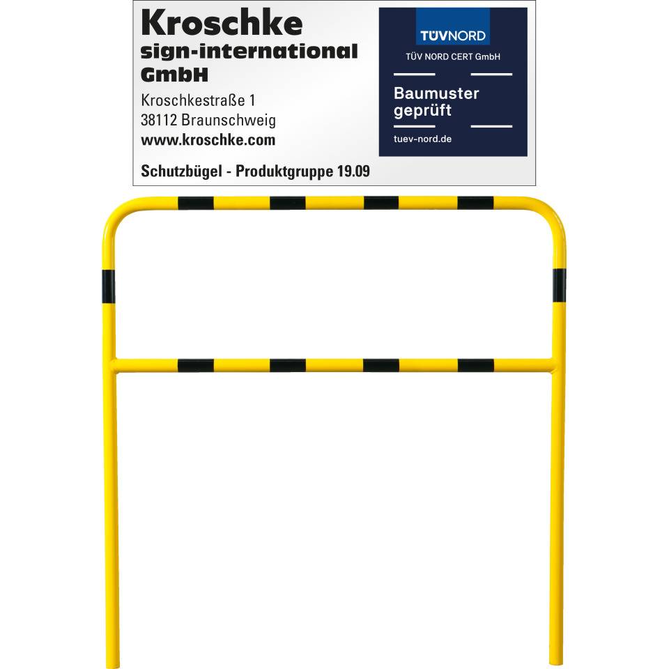 K.57 Schutzbügel light,Knieholm,Einbeton.,gelb/schwarz,Stahl,Ø42mm,1500x1400mm