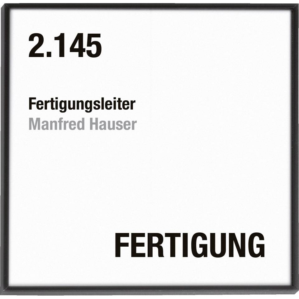 Türschild Madrid, schwarz, Aluminium, 150,5x150,5mm, inkl. Befestigungsmaterial