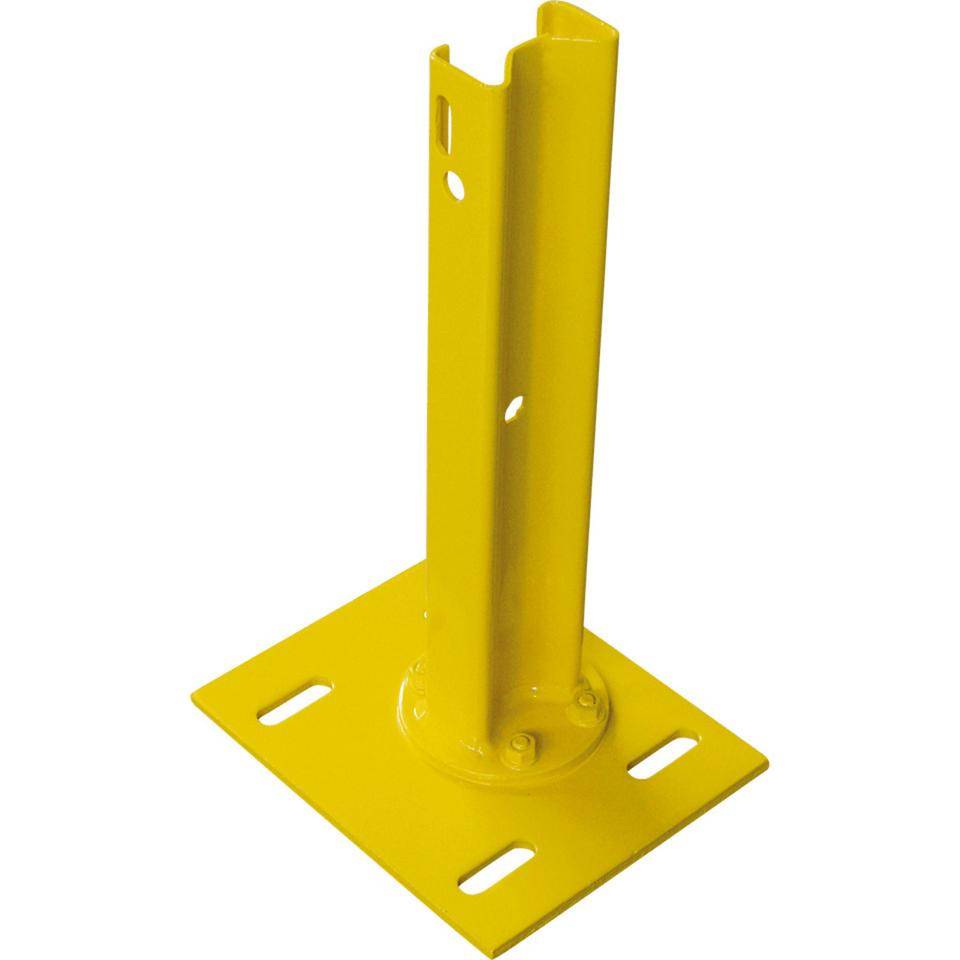 Sigma-Stahlpfosten für Stahlschutzplanke Typ B, mit Fußplatte, gelb, Höhe 515 mm