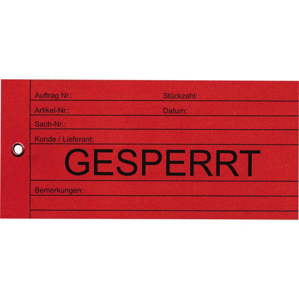 Anhänger Gesperrt, rot, Karton, 66x140mm, 100/VE