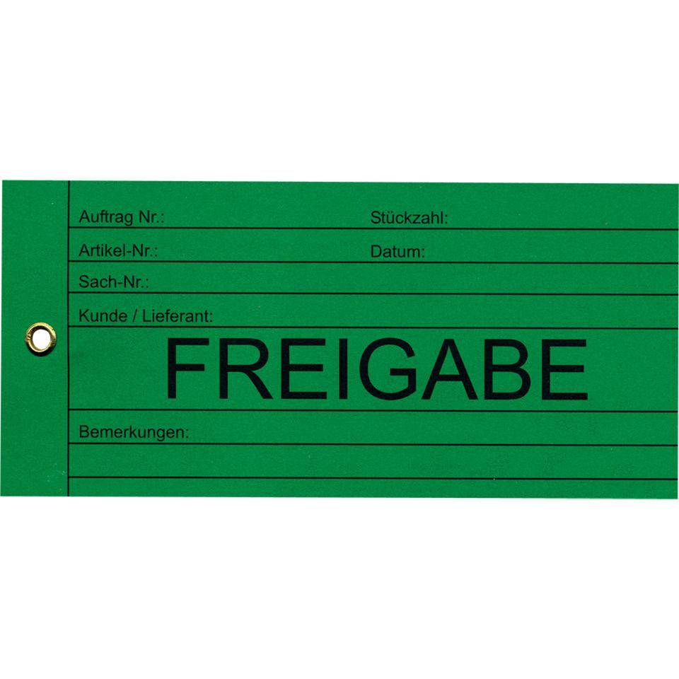 Anhänger Freigabe, grün, Karton, 66x140mm, 100/VE