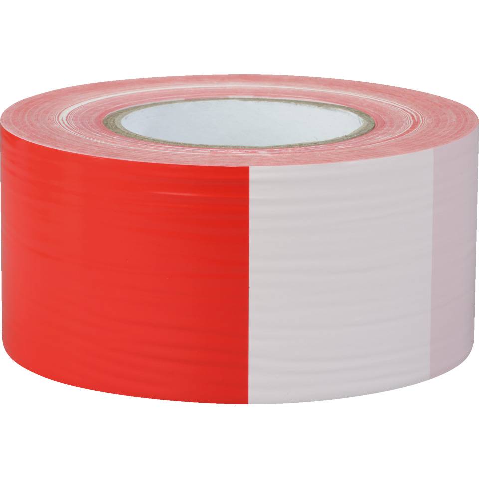 K.57 Absperrband, rot/weiß geblockt, Polyethylen, 75mm, 500m/Rolle