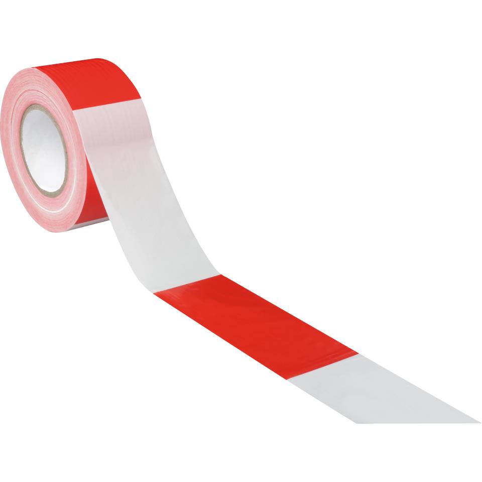 K.57 Absperrband, rot/weiß geblockt, Polyethylen, 75mm, 500m/Rolle