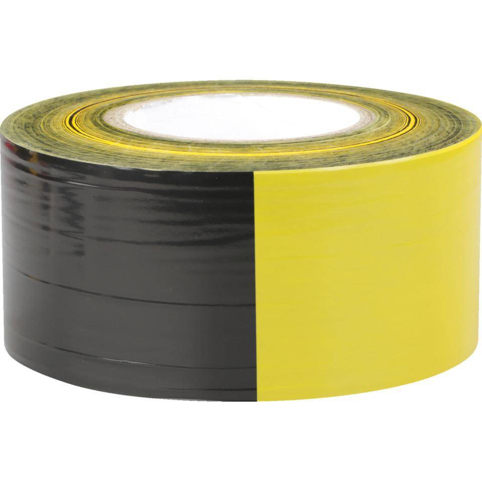 K.57 Absperrband, gelb/schwarz geblockt, Polyethylen, 75mm, 500m/Rolle