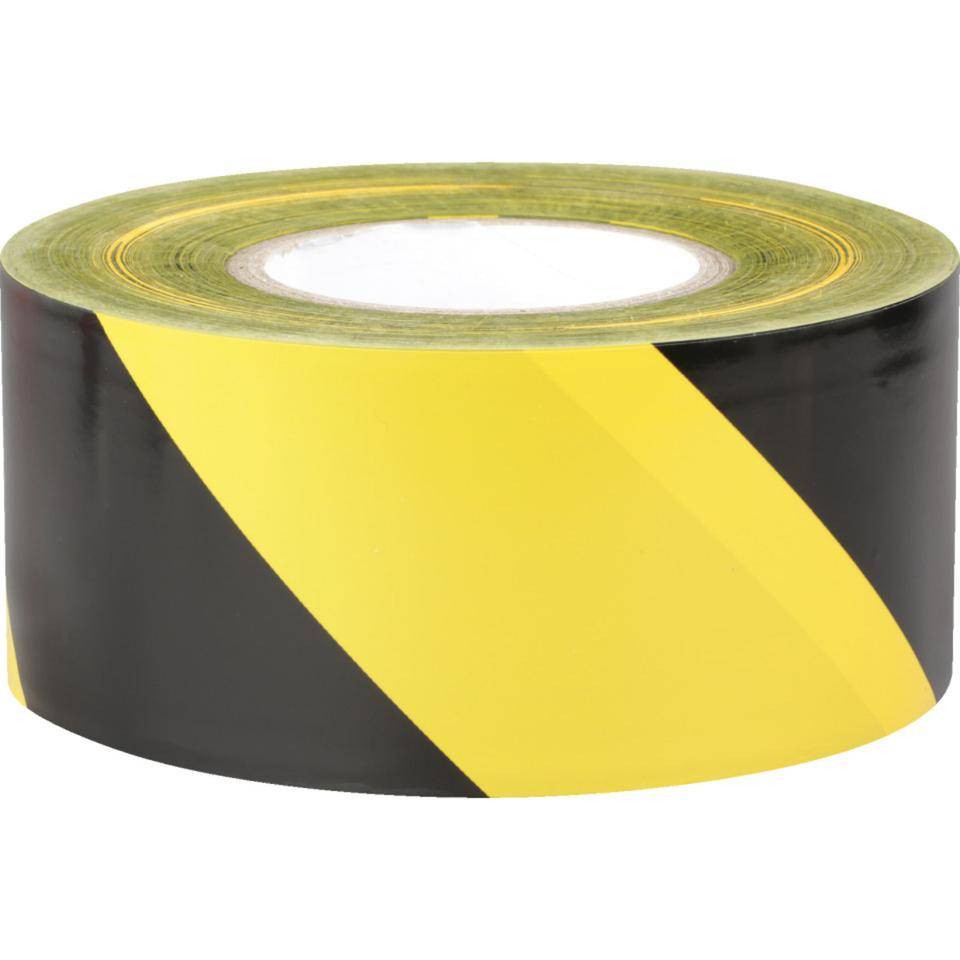 K.57 Absperrband, gelb/schwarz schraffiert, Polyethylen, 75mm, 500m/Rolle