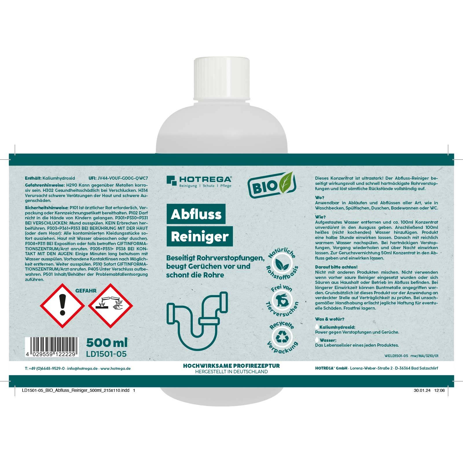 HOTREGA BIO Abfluss Reiniger Konzentrat 500ml
