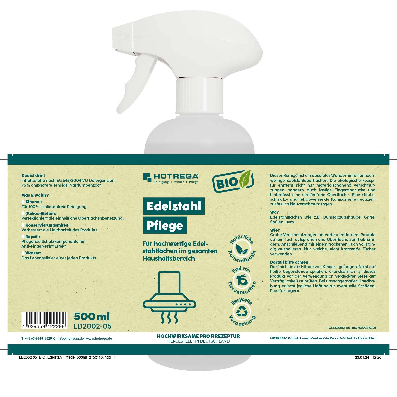 HOTREGA BIO Edelstahl Pflege 500ml