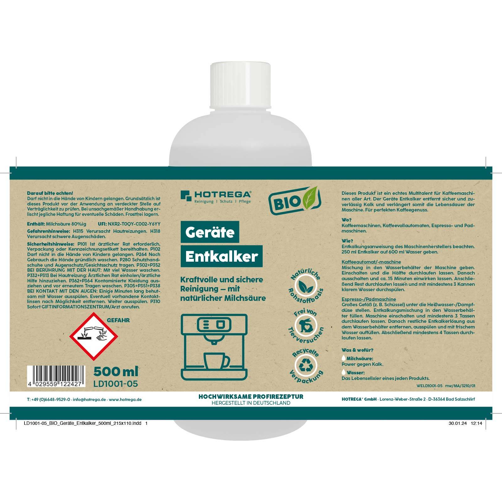 HOTREGA BIO Geräte Entkalker 500ml