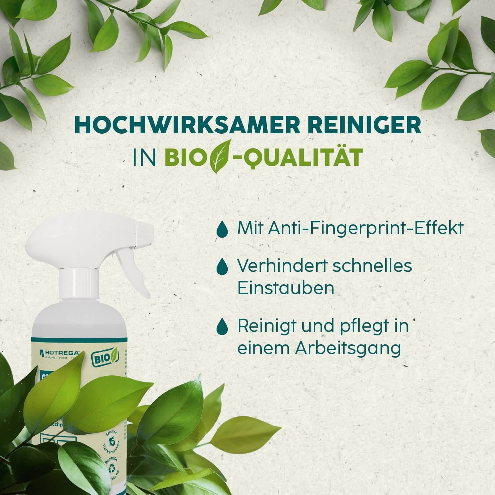 HOTREGA BIO Glanzmöbel Reiniger 500ml - Ausführung:500 ml + 2x Microfasertuch