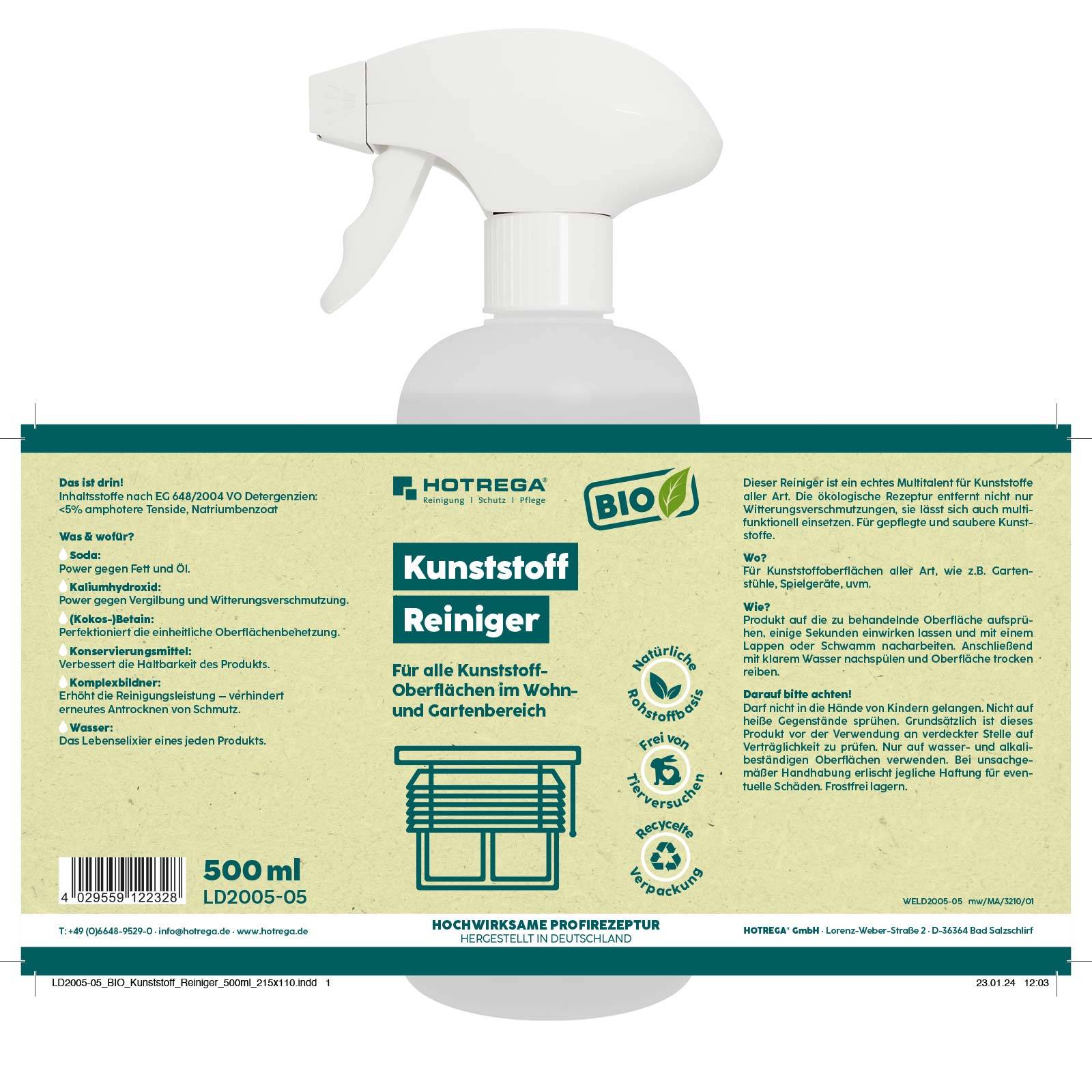 HOTREGA BIO Kunststoff Reiniger 500ml