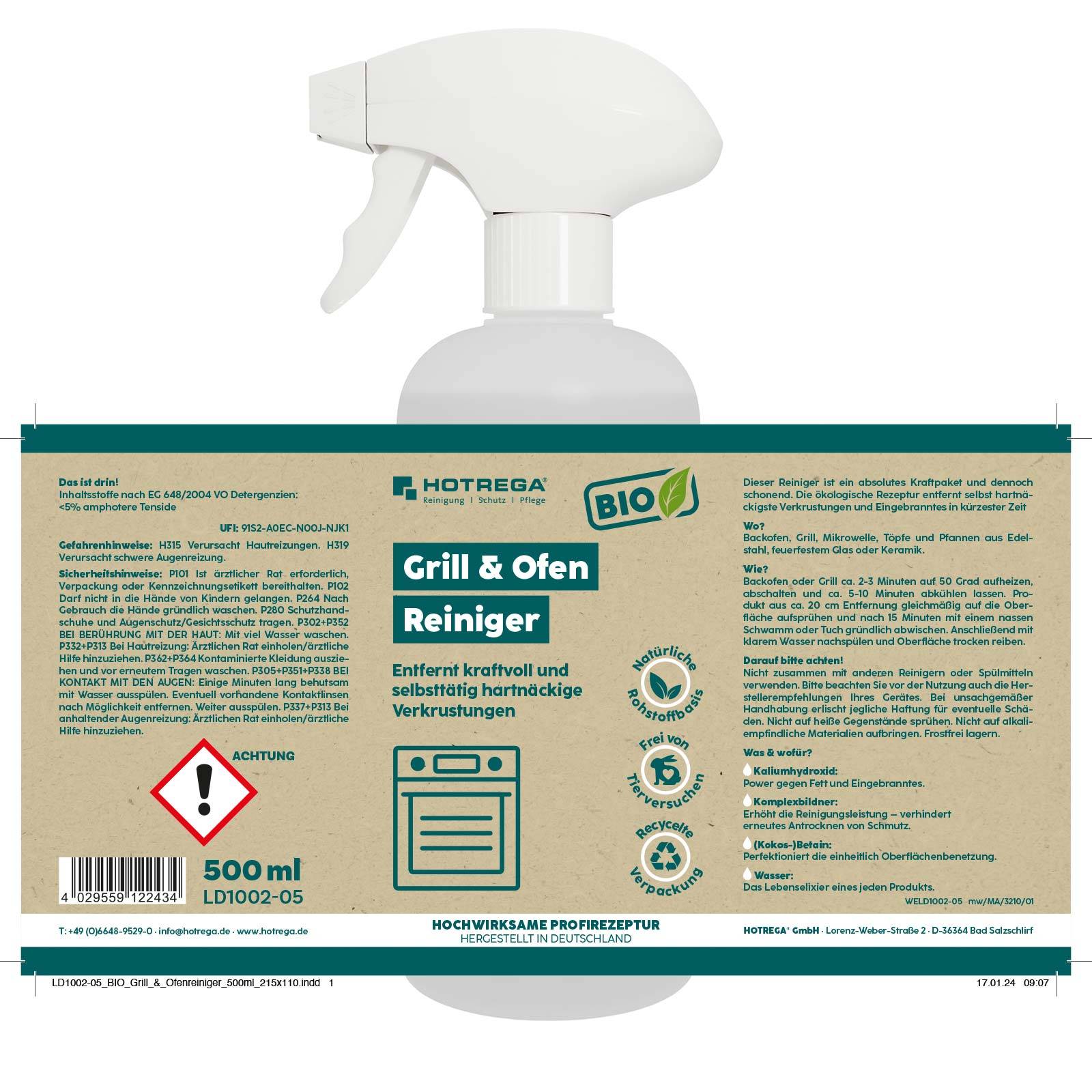 HOTREGA BIO Grill- und Ofen-Reiniger 500ml