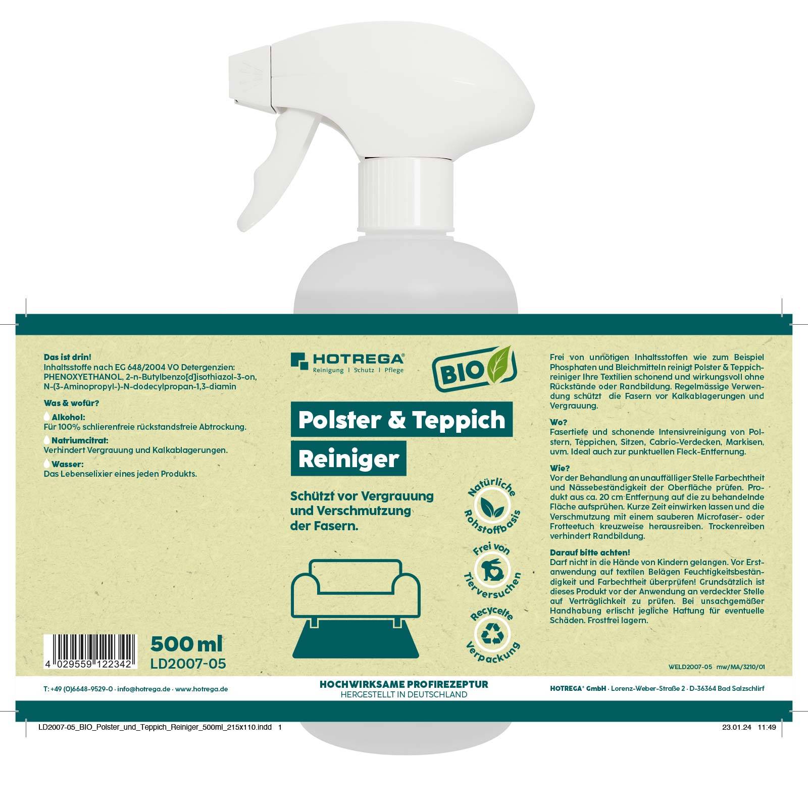HOTREGA BIO Polster- und Teppich-Reiniger 500ml