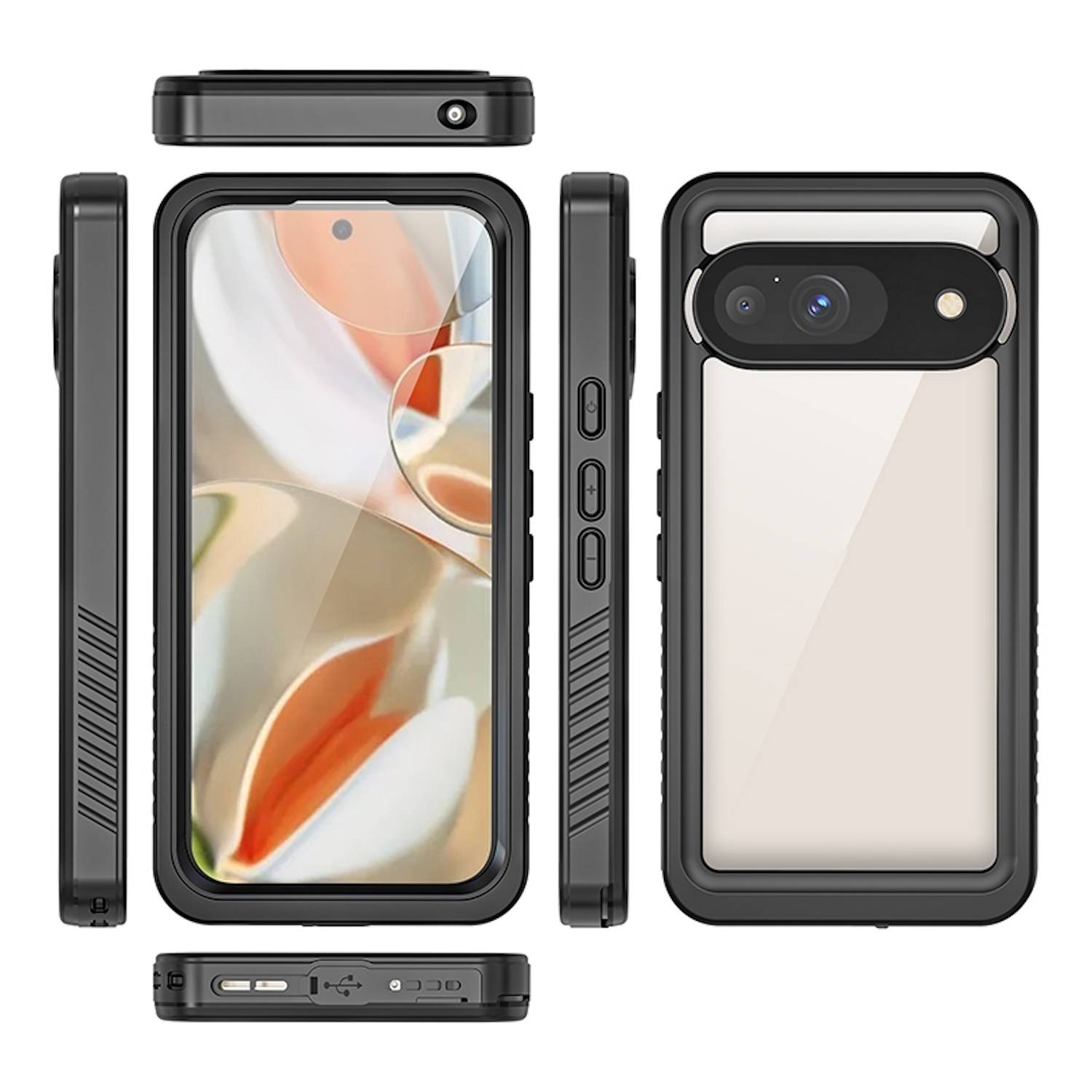 Für Google Pixel 9 360 Grad Full Body Wasserdichte Schutz Hülle Tasche