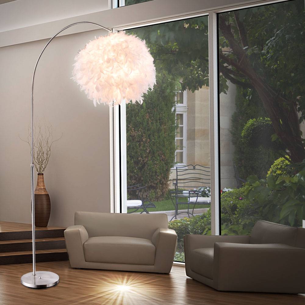 Steh Leuchte Feder Kugel Beleuchtung Fußschalter Lampe höhenverstellbar im Set inkl LED Leuchtmittel