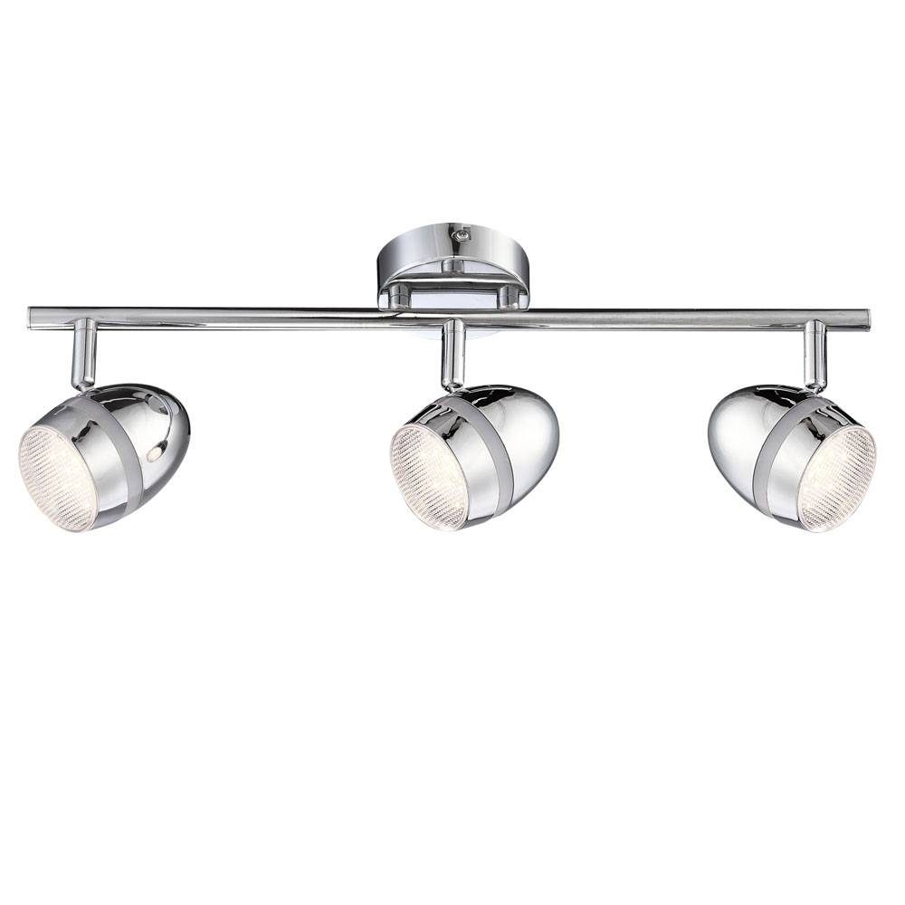Spotleuchte Deckenlampe Deckenleuchte Wohnzimmerlampe, 3 flammig Spots beweglich, Chrom Metall, 3x LED 3 Watt 200 Lumen warmweiß, LxH 46x16,5cm