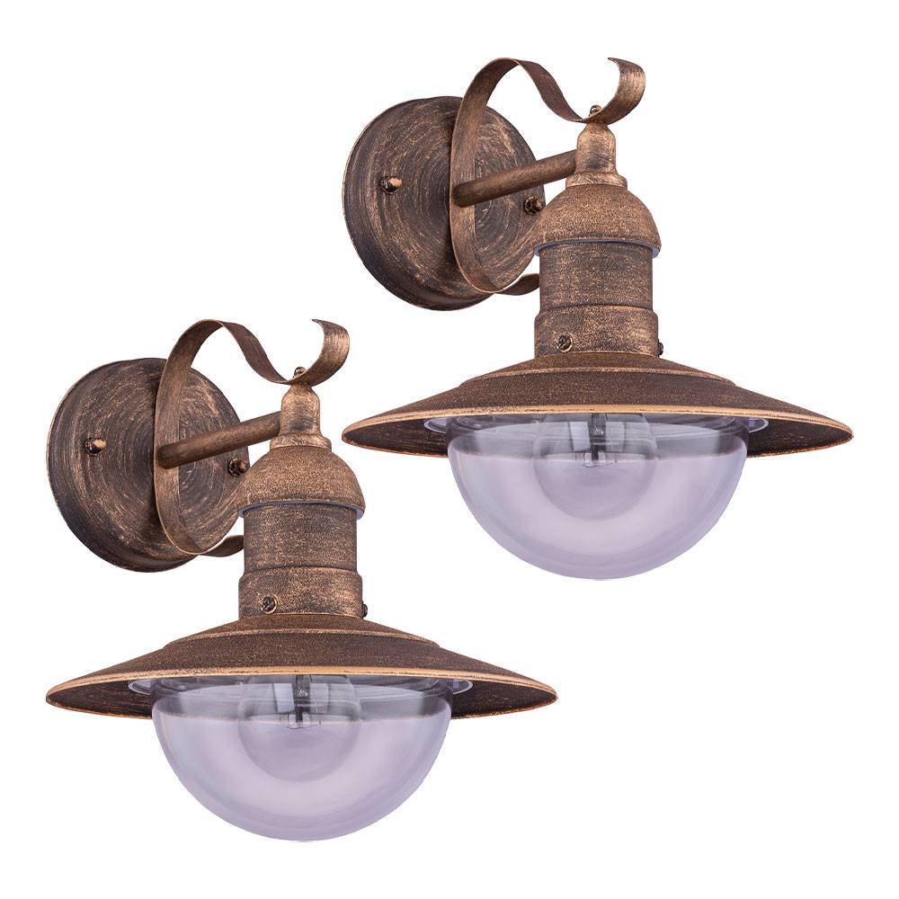 Wandleuchte Außen Wandlampe Terrassenleuchte Edelstahl gold patiniert, 1x E27 Fassung, BxH 24x30 cm