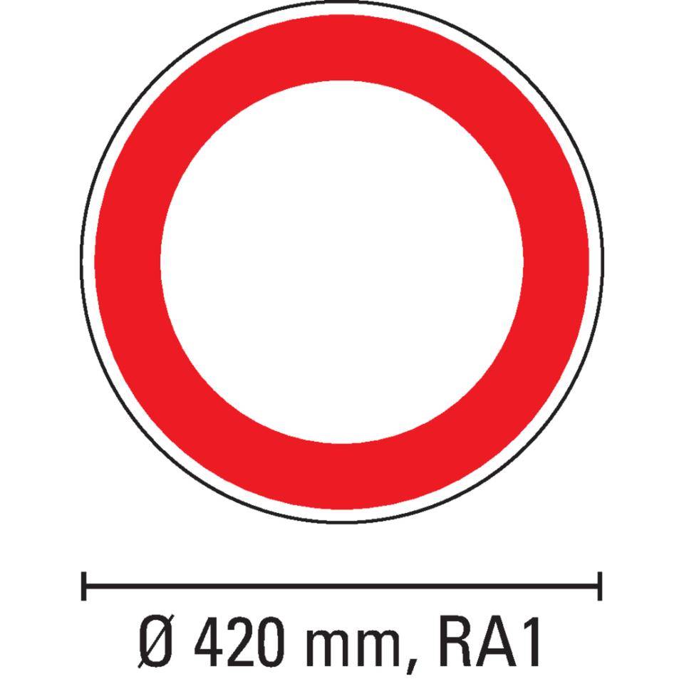 Verkehrszeichen Verbot für Fahrzeuge aller Art, Nr.250, Aluminium RA1, reflektierend, Ø420mm, DIN 67520, nach StVO
