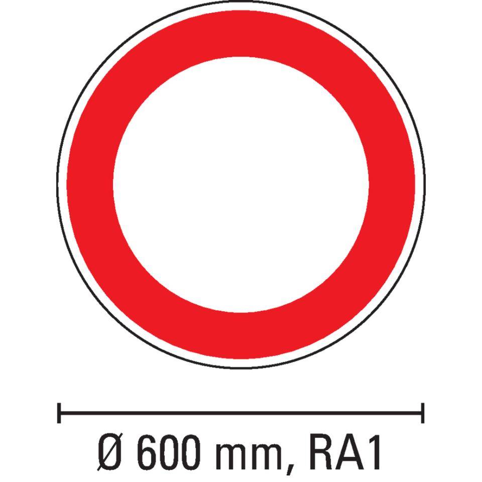 Verkehrszeichen Verbot für Fahrzeuge aller Art, Nr.250, Aluminium RA1, reflektierend, Ø600mm, DIN 67520, nach StVO