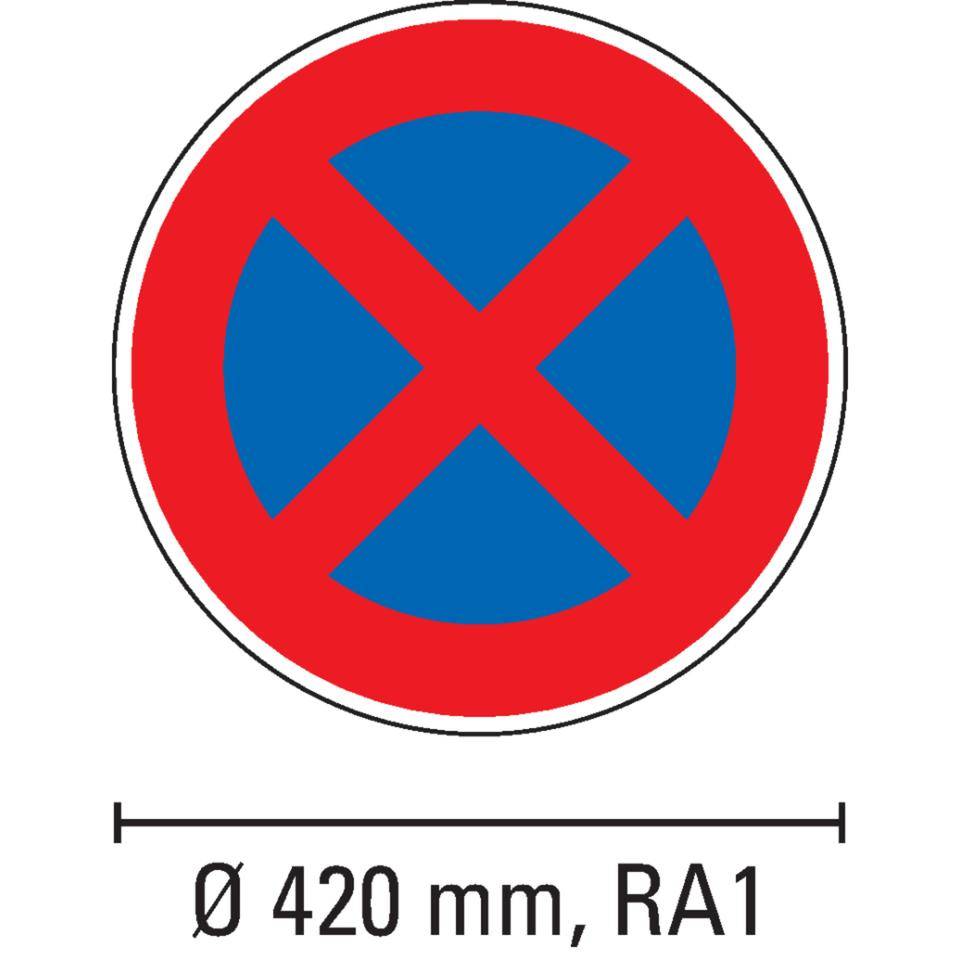 Verkehrszeichen Absolutes Haltverbot, Nr.283, Aluminium RA1, reflektierend, Ø 420mm, DIN 67520, nach StVO