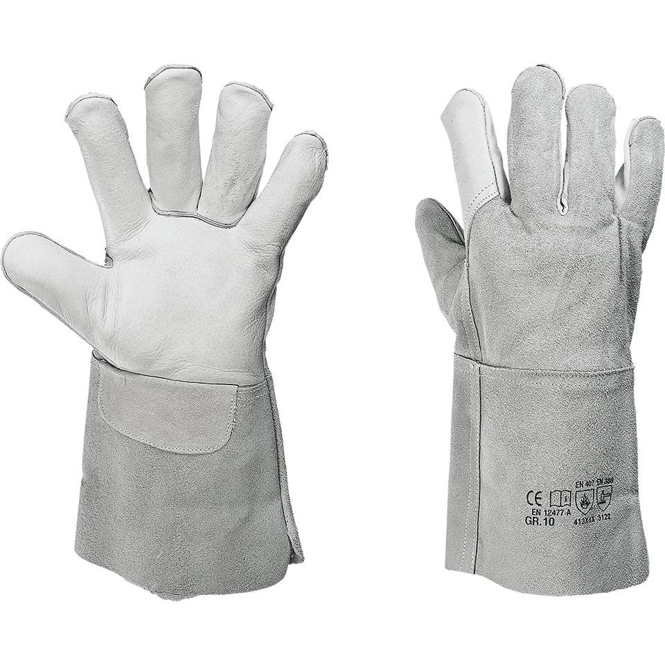 Schweißer-Schutzhandschuh Weld I, Kategorie II, grau, Leder, 340mm, Größe 10