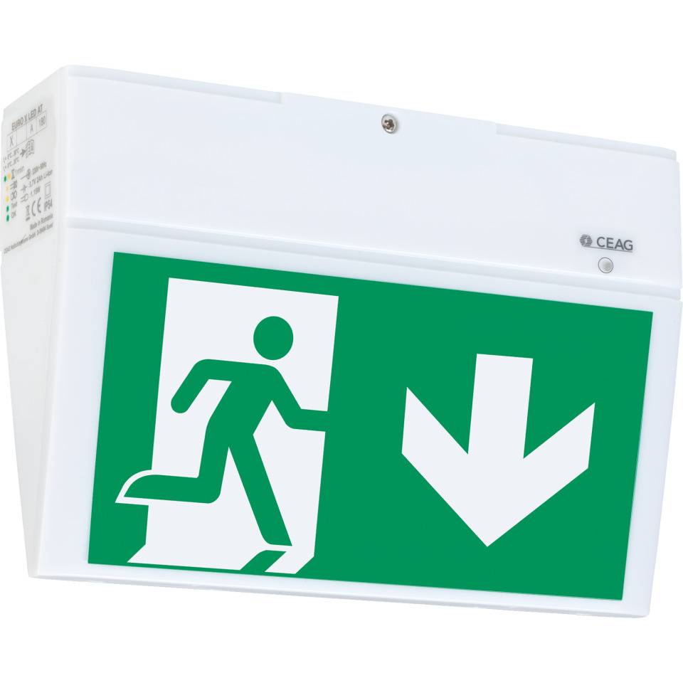 CEAG Leuchte EURO X LED AT, inkl.4 Piktos Notausgang oben, unten, rechts und links