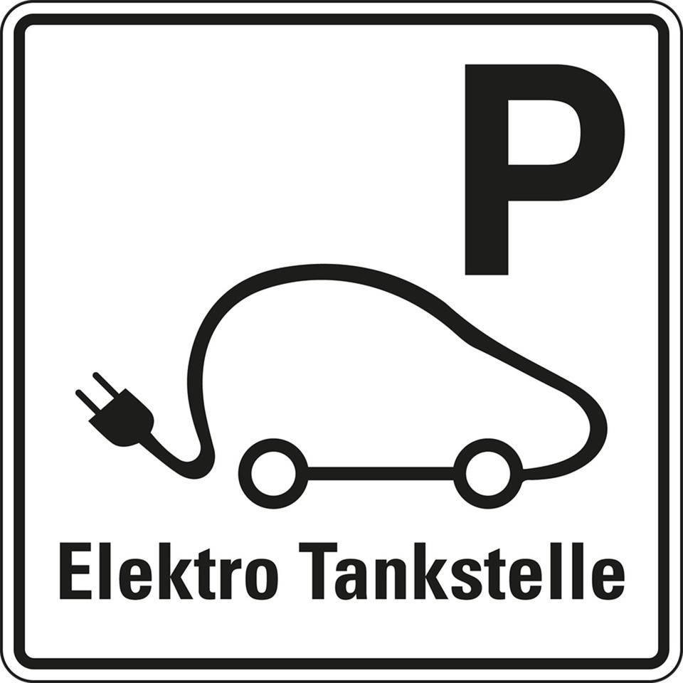 Hinweisschild Parkplatz Elektro Tankstelle, Aluminium RA0, 600x600mm
