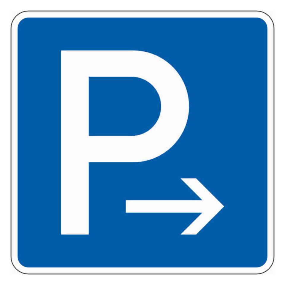 Verkehrszeichen Parkplatz rechts, Nr.314-20, Aluminium RA1, reflektierend, 600x600mm