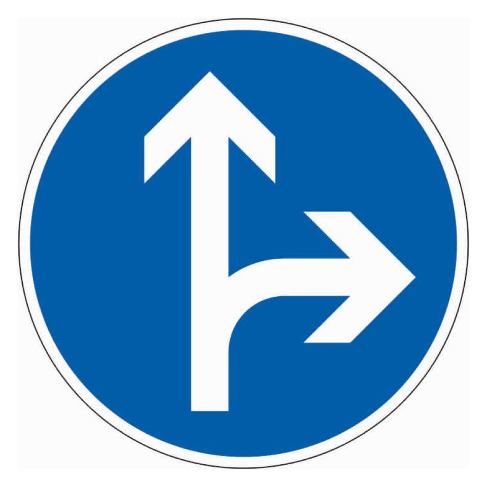 Verkehrszeichen Vorgeschriebene Fahrtrichtung geradeaus rechts, Nr.214-20, Aluminium RA1, Ø 600mm