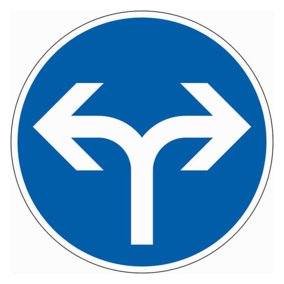 Verkehrszeichen Vorgeschr.Fahrtrichtung rechts/links, Nr.209-31,Aluminium RA1, Ø 600mm