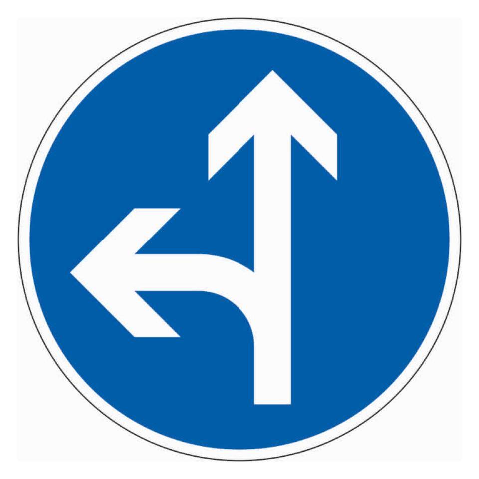 Verkehrszeichen Vorgeschriebene Fahrtrichtung geradeaus links, Nr.214-10, Aluminium RA1, Ø 600mm
