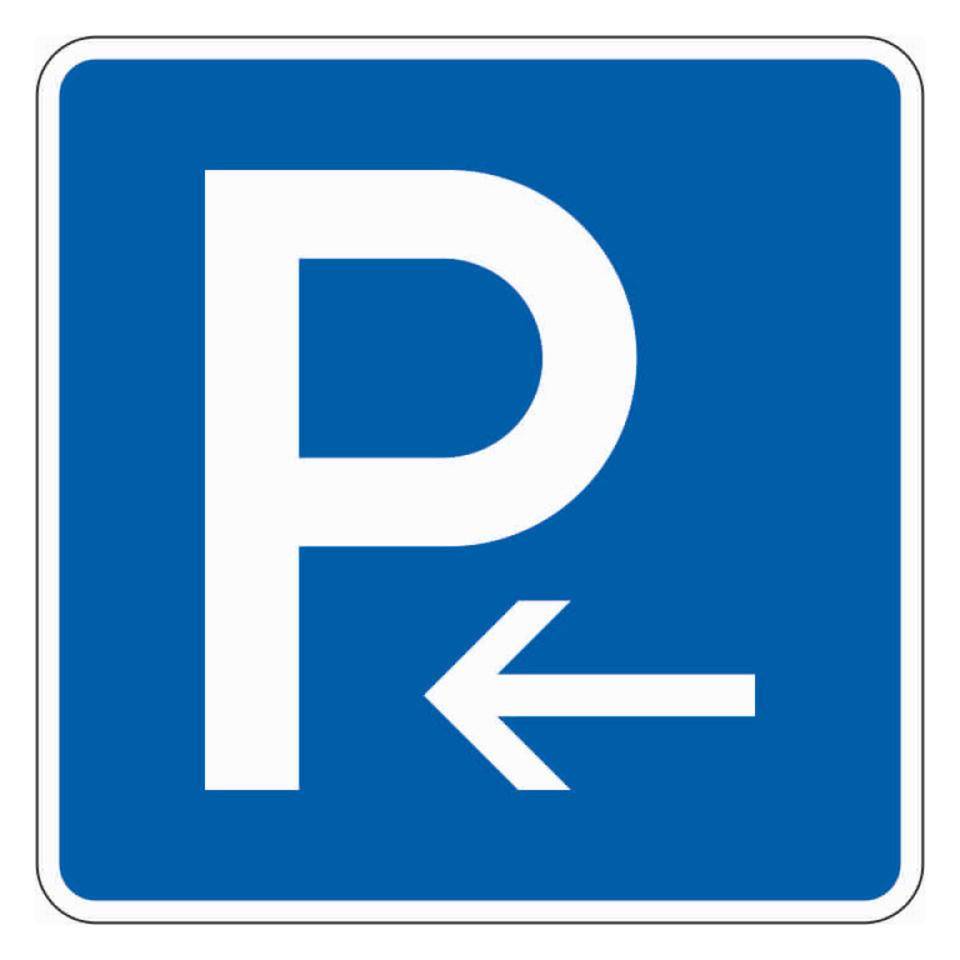 Verkehrszeichen Parkplatz links, Nr.314-10, Aluminium RA1, reflektierend, 600x600mm