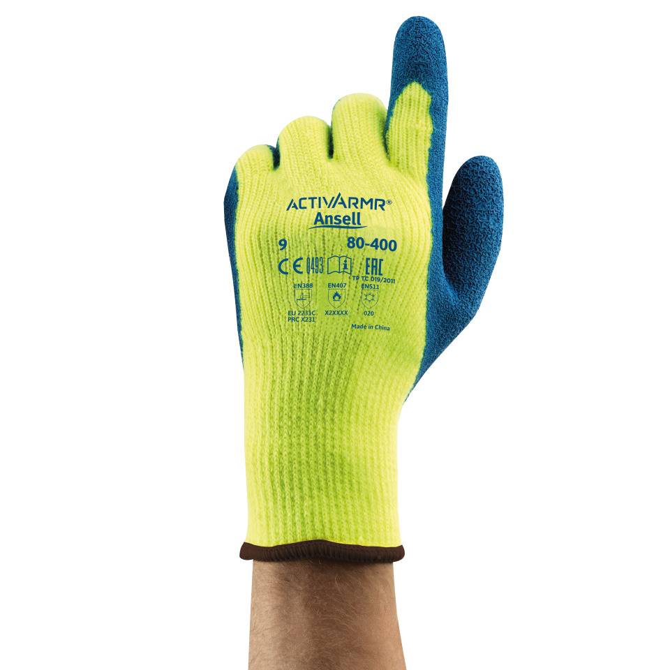 Ansell Schutzhandschuh ActivArmr® 80-400, Kat.III, gelb/blau, 280mm, Größe 7