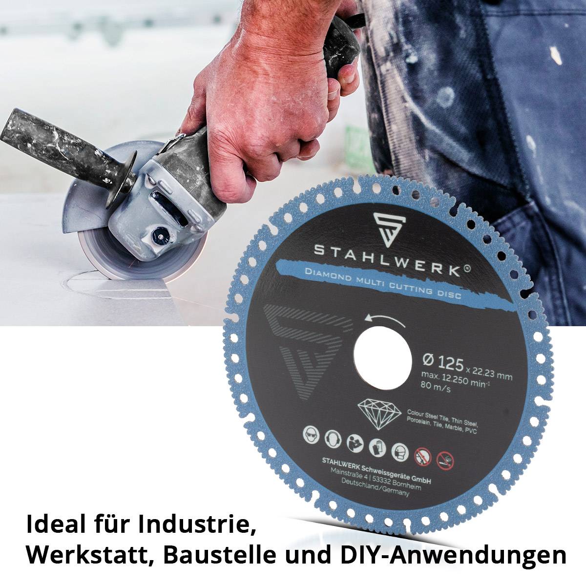 STAHLWERK Diamant Multi Trennscheibe 2er Set Stahl Porzellan Marmor PVC