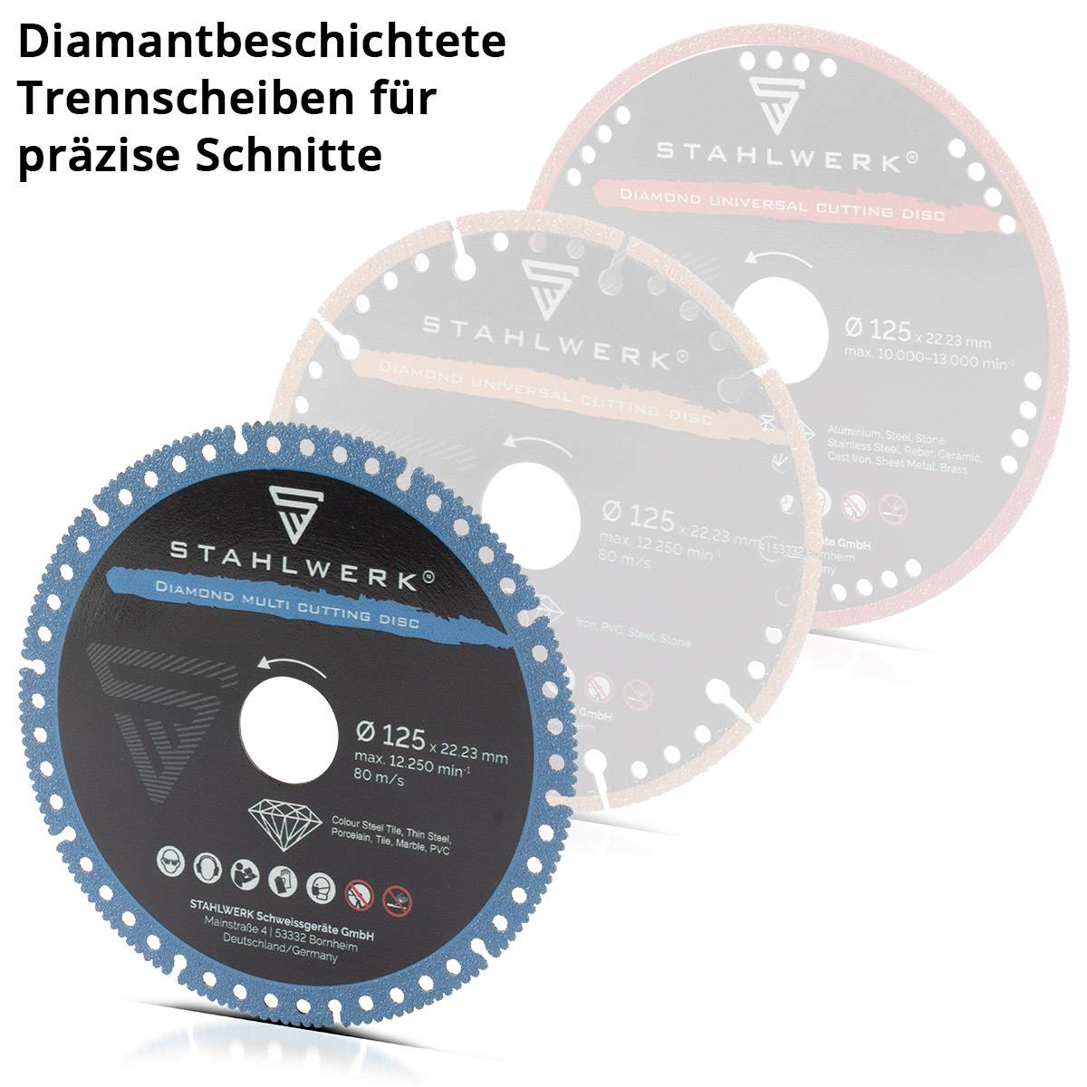 STAHLWERK Diamant Multi Trennscheibe 2er Set Stahl Porzellan Marmor PVC
