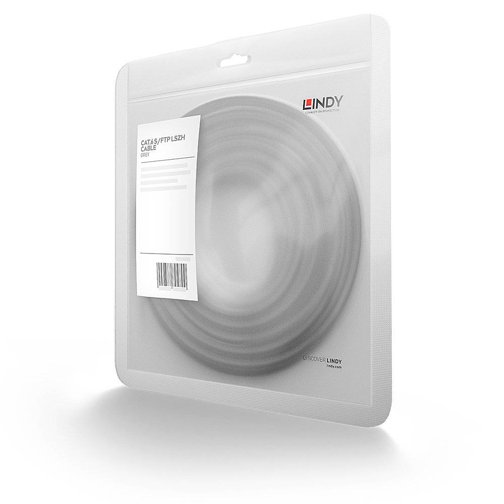LINDY Patchkabel Cat6 SSTP / S/FTP PIMF grau 0.30m Kabel RJ45 Cat.6