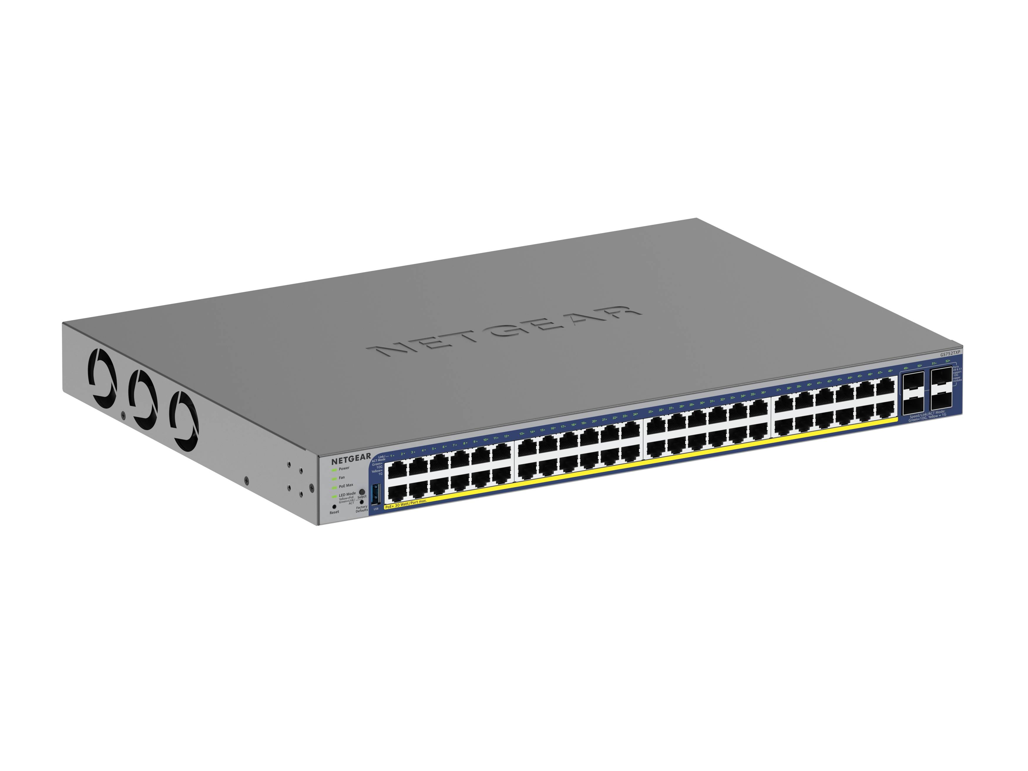 NETGEAR Switch 48x GE GS752TXP-300EUS (390W PoE+ Budget) Multimedia-Technik Switche