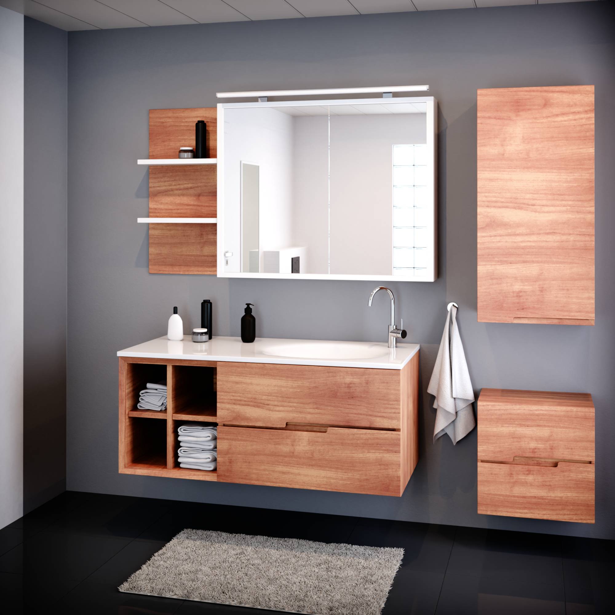 kalb Lumenia, LED Spiegelleuchte, LED Badezimmerleuchte, 100cm Spiegellampe, IP44, chrom, Spiegel & Schrankmontage, energiesparend, blendfrei