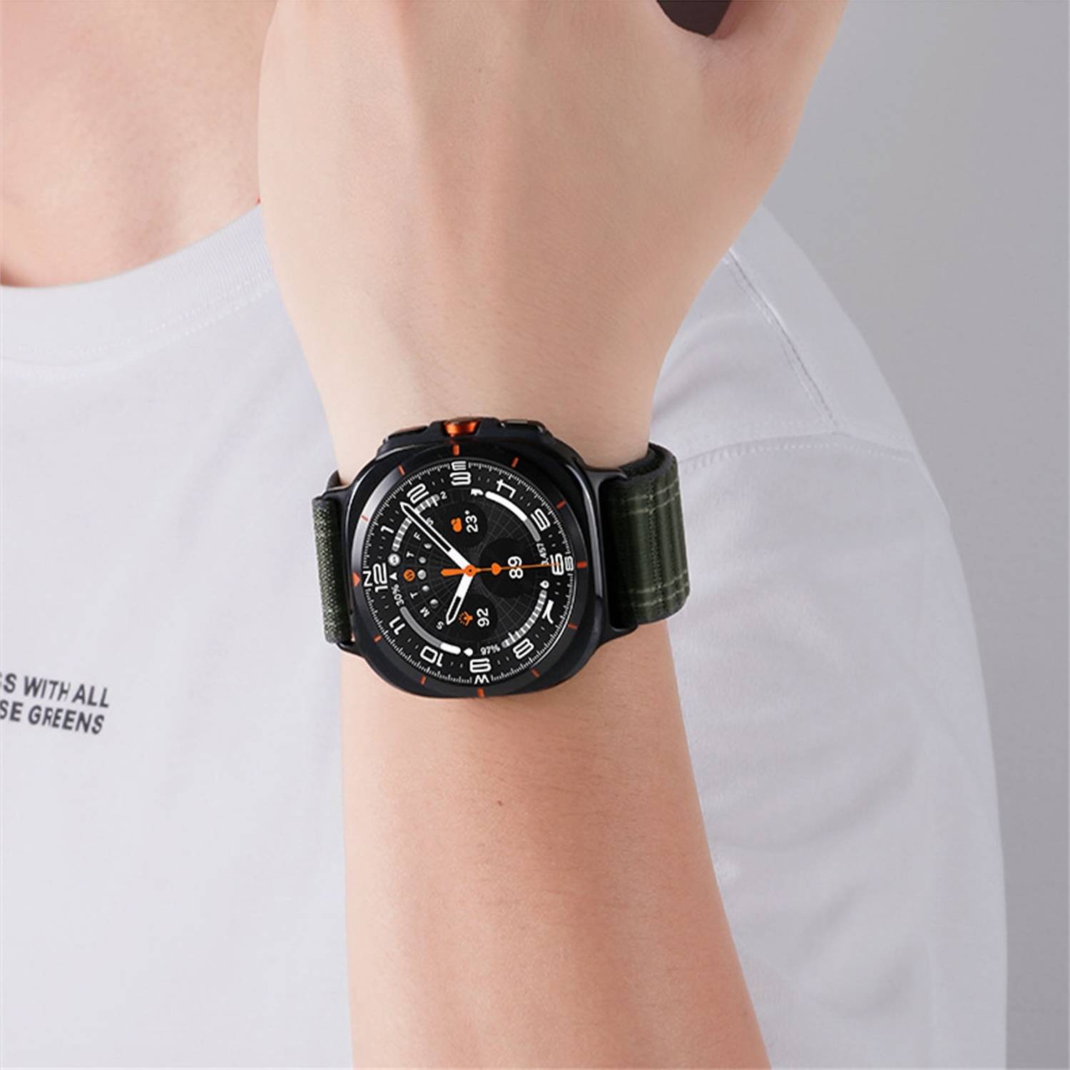 Für Samsung Galaxy Watch Ultra 47mm Sea Wave Textur Nylon Klettverschluss Armband Schwarz