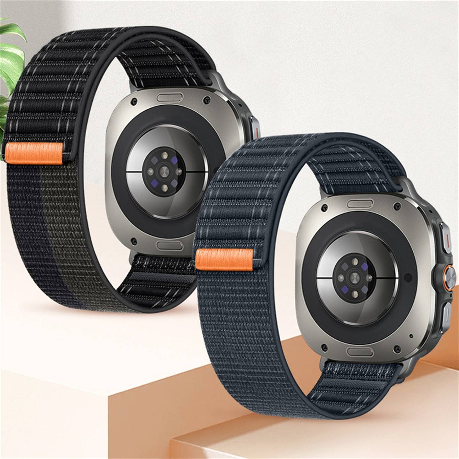 Für Samsung Galaxy Watch Ultra 47mm Sea Wave Textur Nylon Klettverschluss Armband Schwarz