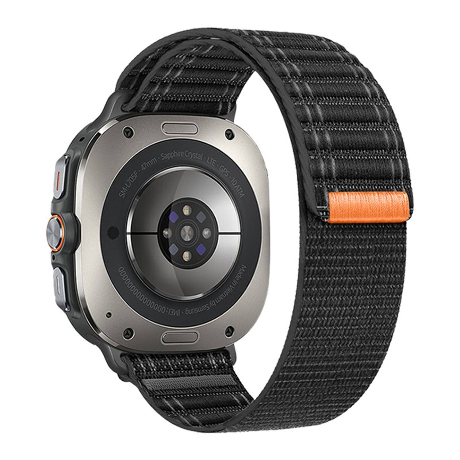 Für Samsung Galaxy Watch Ultra 47mm Sea Wave Textur Nylon Klettverschluss Armband Schwarz