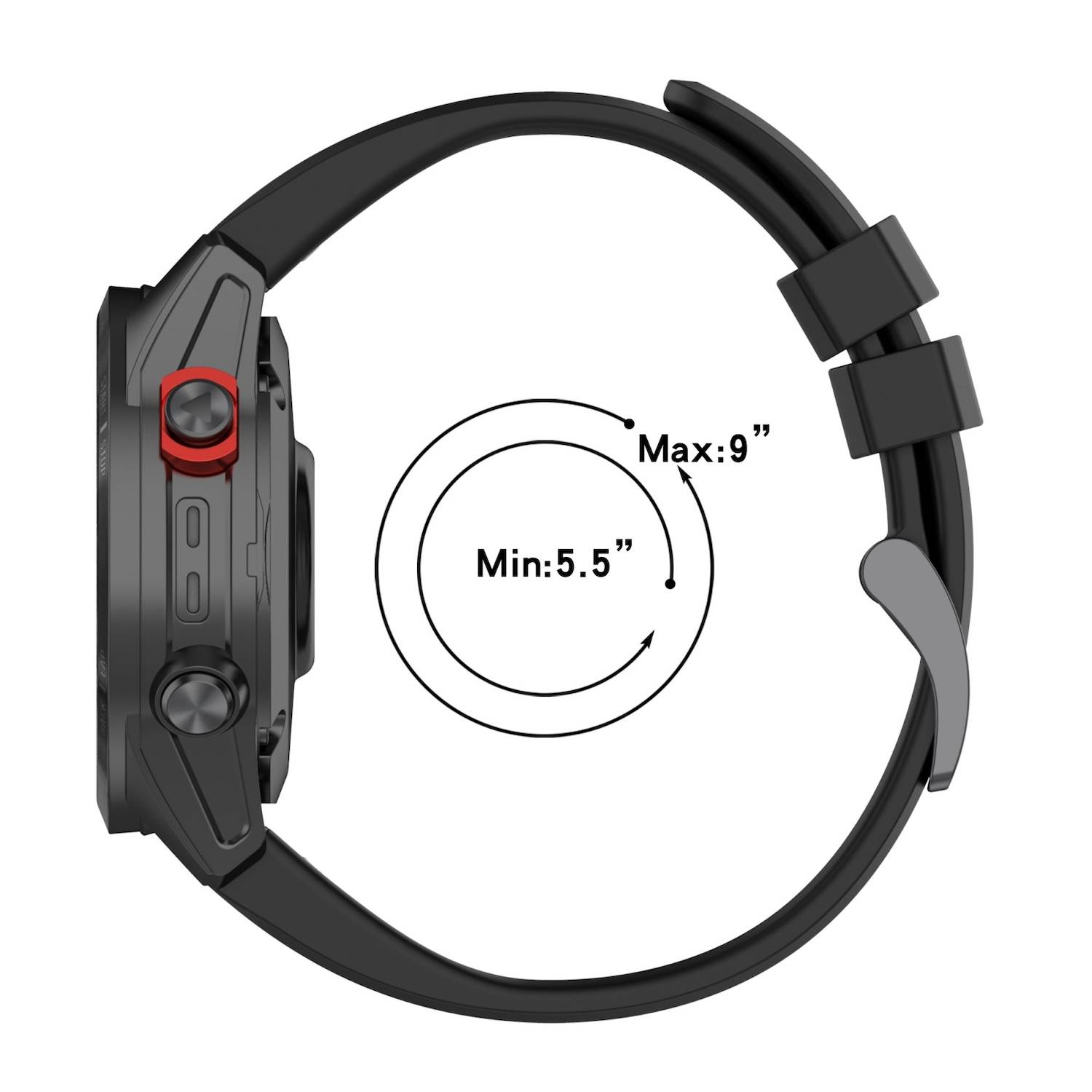 Für Garmin Fenix E 47mm Zweifarbiges Sport Silikon Armband 22mm Rot / Schwarz