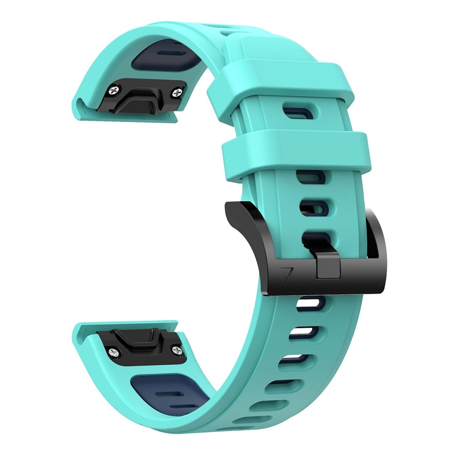 Für Garmin Enduro 3 Zweifarbiges Sport Silikon Armband 26mm Türkis / Dunkelblau