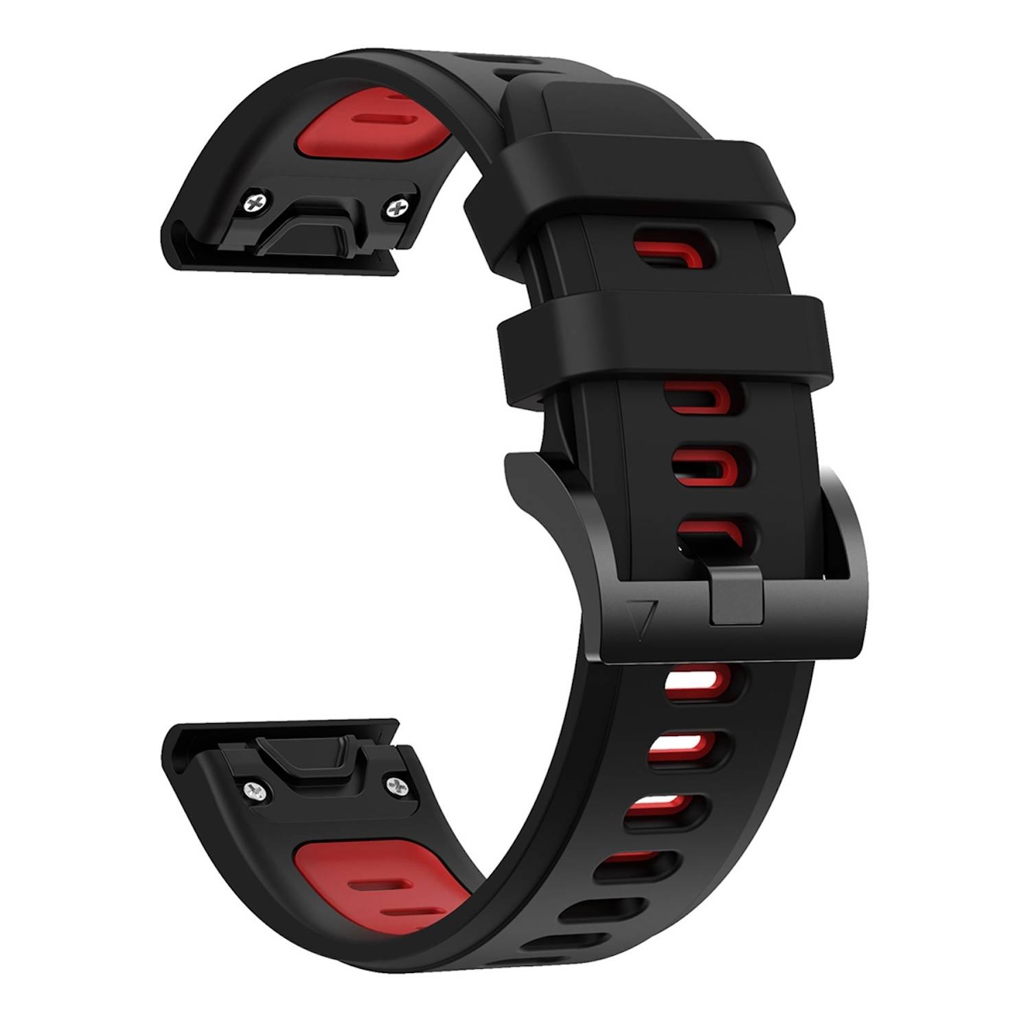 Für Garmin Enduro 3 Zweifarbiges Sport Silikon Armband 26mm Schwarz / Rot