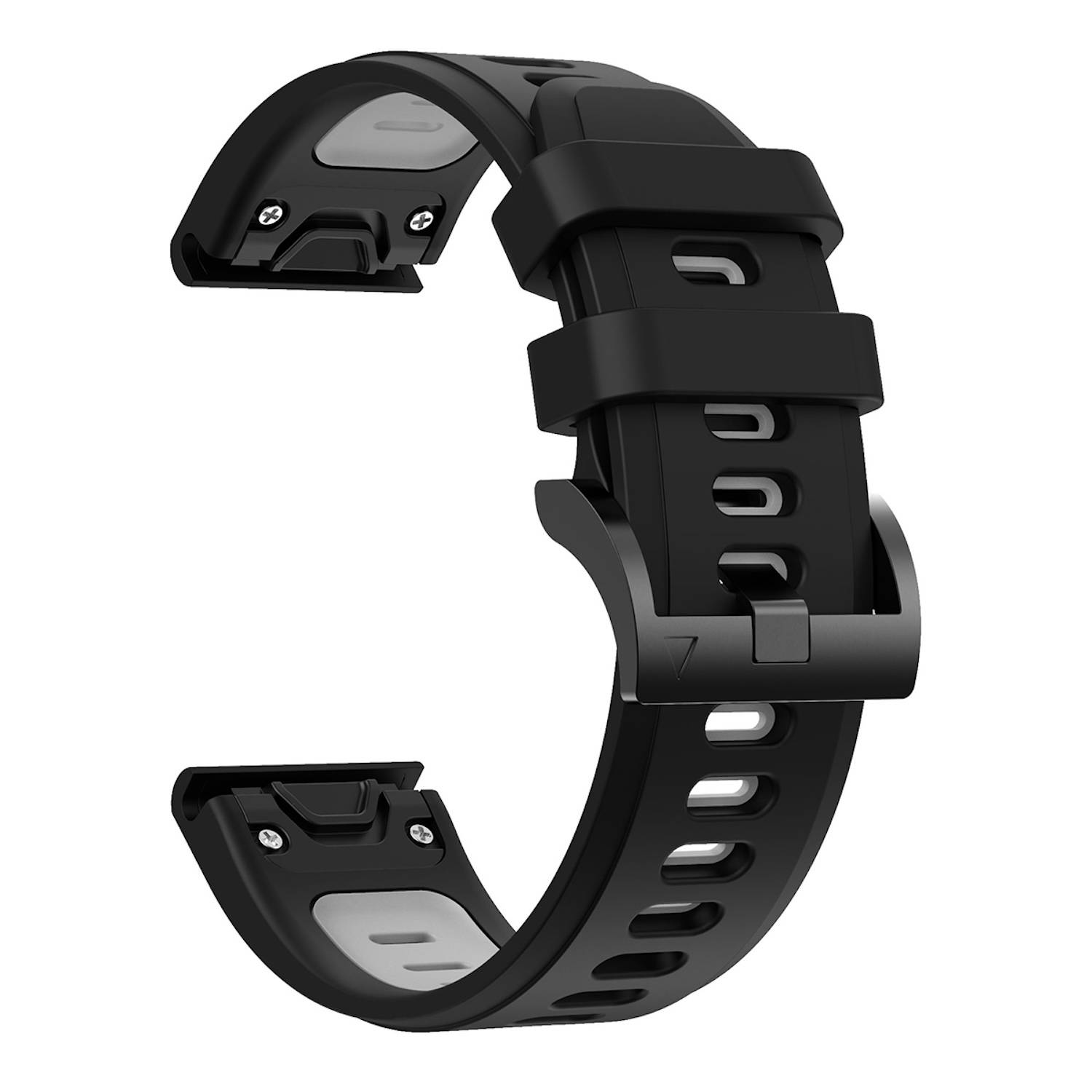 Für Garmin Fenix E 47mm Zweifarbiges Sport Silikon Armband 22mm Schwarz / Grau