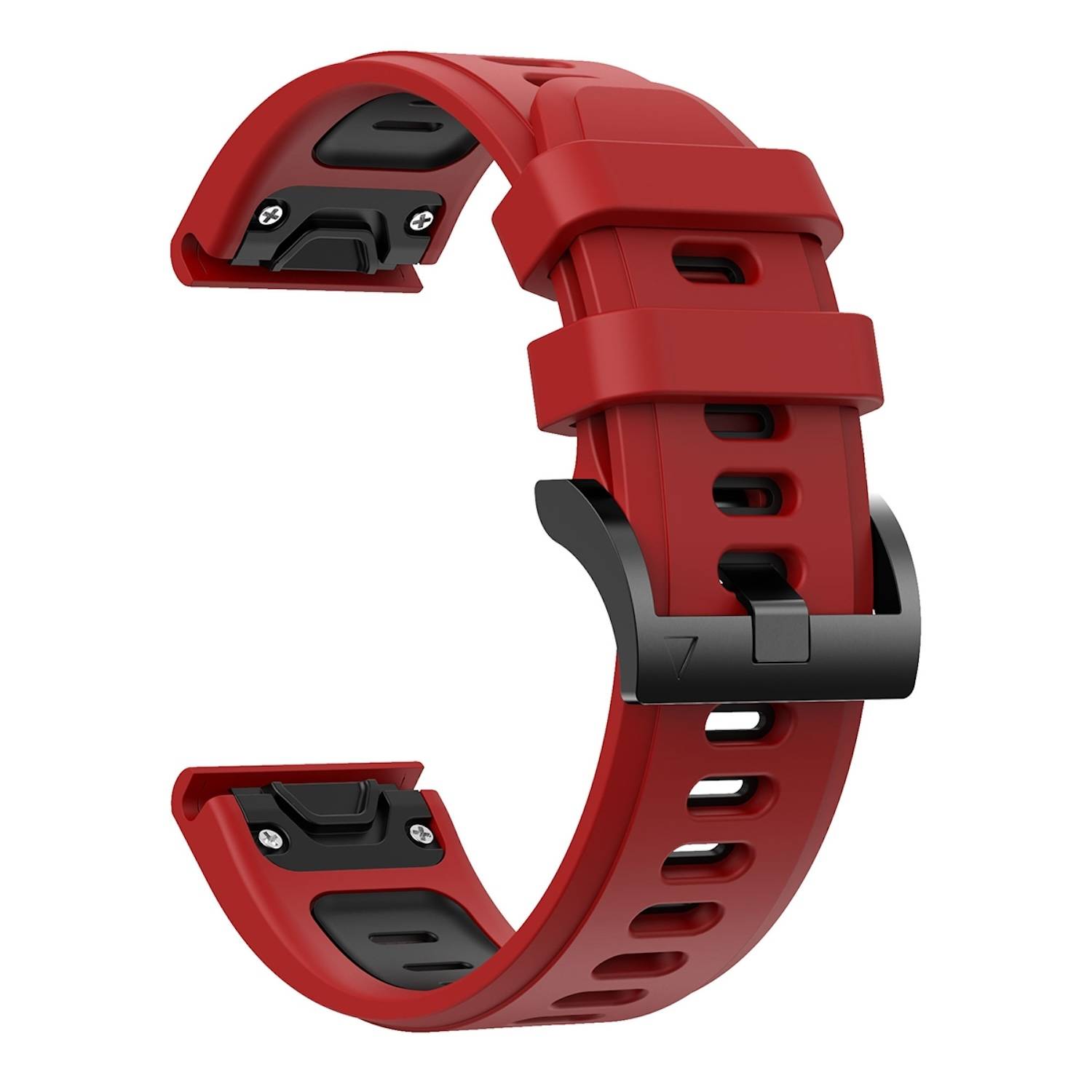 Für Garmin Enduro 3 Zweifarbiges Sport Silikon Armband 26mm Rot / Schwarz