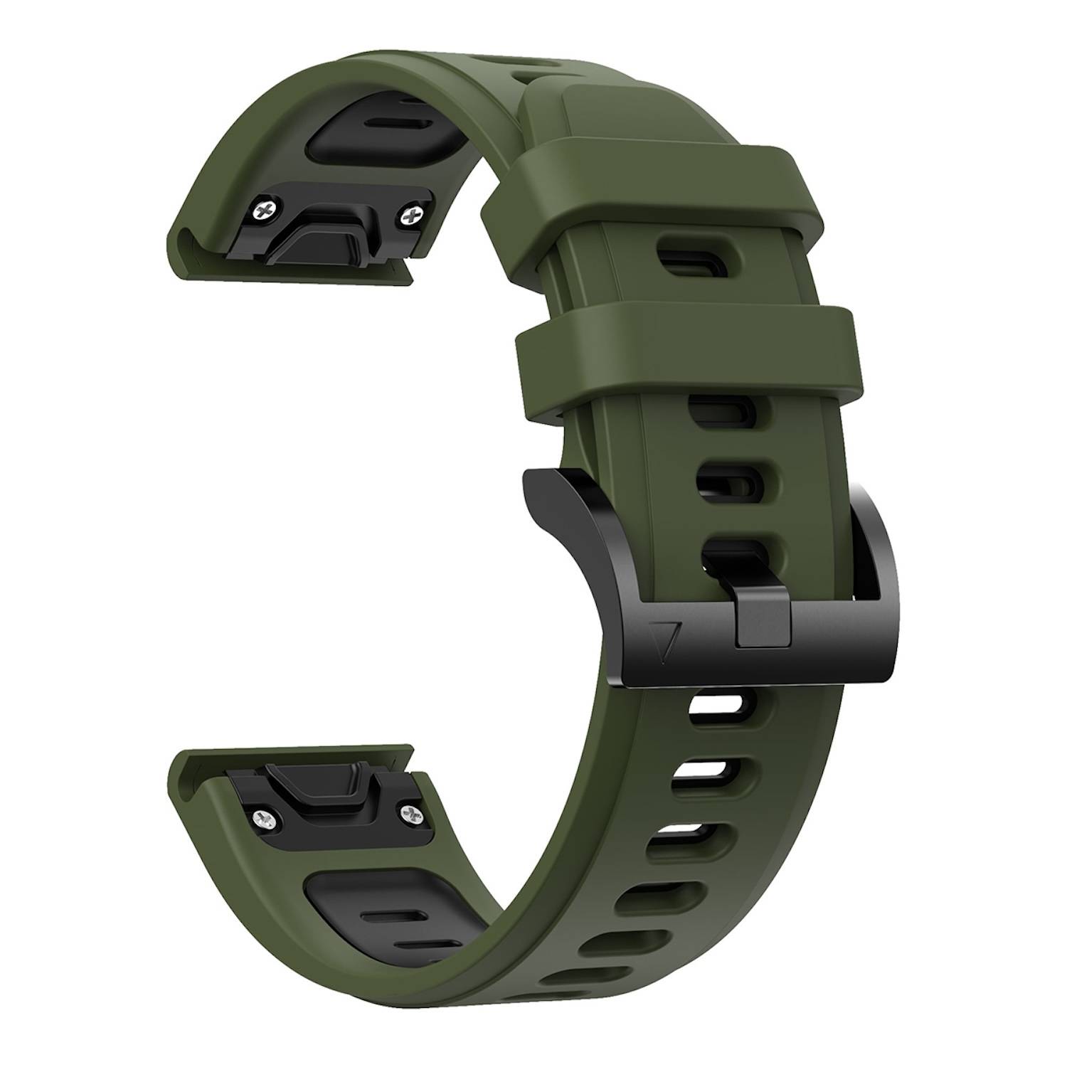 Für Garmin Fenix E 47mm Zweifarbiges Sport Silikon Armband 22mm Dunkelgrün / Schwarz
